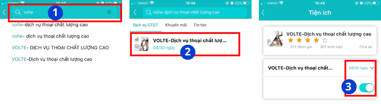 Đăng ký VoLTE qua ứng dụng My Viettel