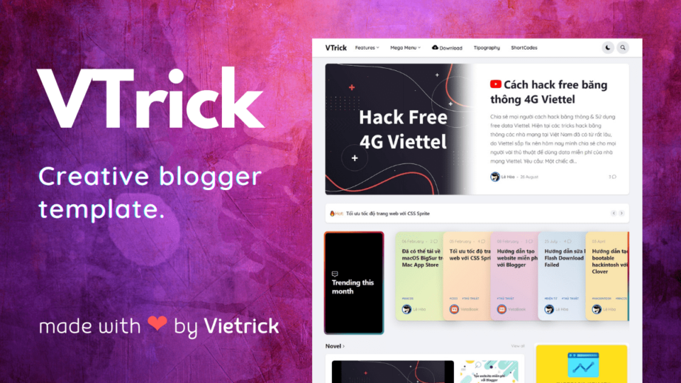 VTrick Pro - Creative Blogger Template